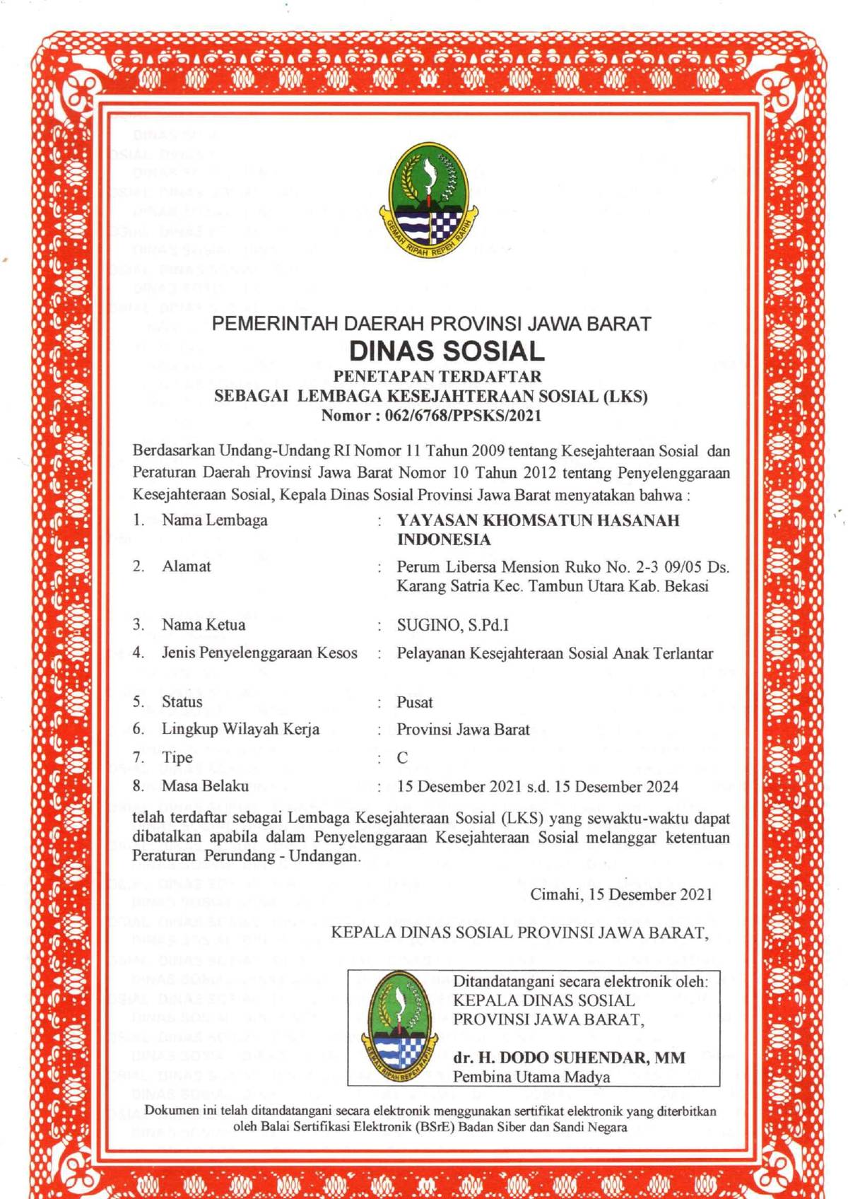 Dinas Sosial Propinsi YKHI