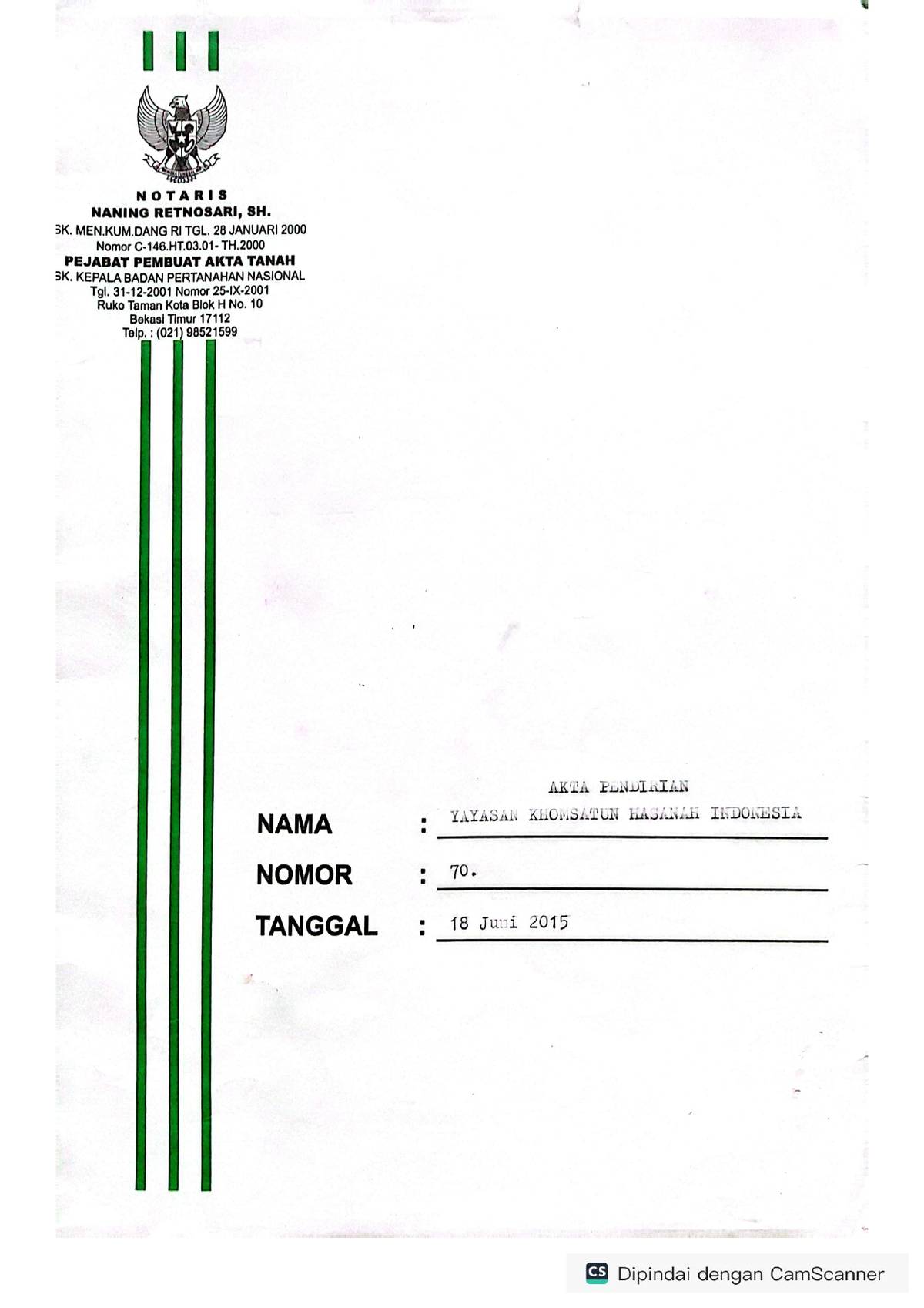 Akta Pendirian YKHI